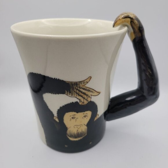 Pier 1 Imports Monkey Arm Mug Coffee Cup Tea Cocoa Front Back Business Jungle - Picture 7 of 7